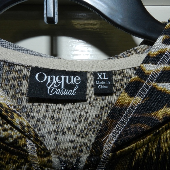 Onque Casual Cardigan Hooded Sweater Animal Print Sz XL - Picture 9 of 10